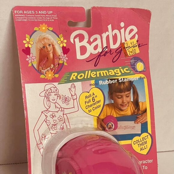 Vtg Barbie Roller Magic -Rubber Stamper New in Sealed Package~MATTEL - Picture 2 of 9